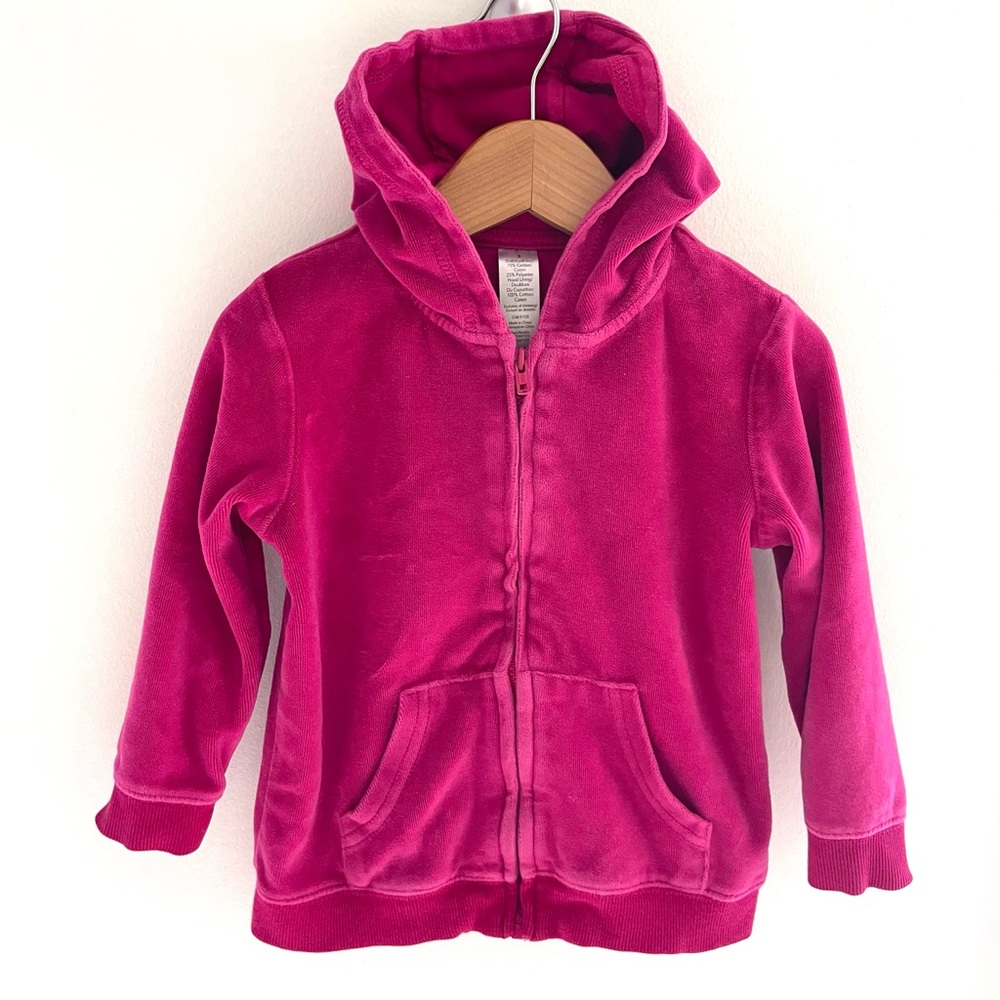 4/$21💥Velour Zip Up Hoodie Sweatshirt, Bright Magenta Pink, Front Pockets